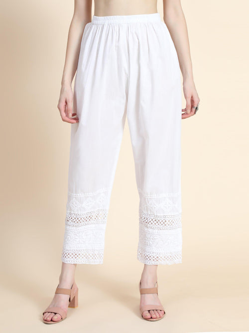 Prisma embroidered cotton pants in white - Bode | Mytheresa